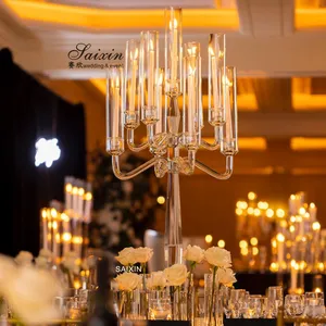 ZT-271L Luxury 9 Arms Tall Crystal Glass Candelabra Wedding Centerpieces For Table Decoration