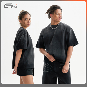 Tùy Chỉnh Boxy Phù Hợp Với Quá Khổ Áo Phông Unisex Mặt Trời Faded Axit Rử<span class=keywords><strong>a</strong></span> T Áo Sơ Mi Cắt Tees Người Đàn Ông - Product Image 4