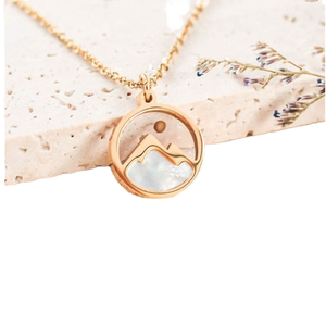 Christian Mustard Seed Move Mountains Inspire Collar con colgante <span class=keywords><strong>de</strong></span> incrustaciones <span class=keywords><strong>de</strong></span> concha <span class=keywords><strong>de</strong></span> <span class=keywords><strong>montaña</strong></span> <span class=keywords><strong>de</strong></span> acero inoxidable chapado en <span class=keywords><strong>oro</strong></span> - Product Image 3