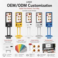 Kiosque tactile sur pied de 32 pouces, kiosque en libre-service, kiosque de commande automatique, paiement en option, imprimante, lecteur de codes-barres, caméra