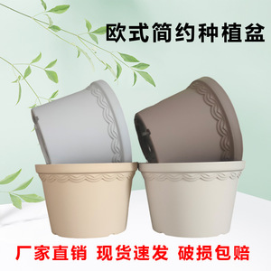Pot de fleurs en résine de style européen minimaliste, grande taille avec trou de drainage pour la plantation intérieure et extérieure à la maison - Product Image 4