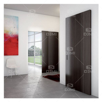 Porte coulissante sans cadre à rail dissimulé, surface miroir, portes coulissantes en bois pour cuisine, salle de bain, cloison de pièce