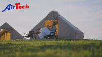 Grande tente de camping gonflable portable en tissu Oxford imperméable pour toutes les saisons, avec chambre climatisée et installation rapide