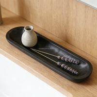 Bol à bougie en bois irrégulier moderne, porte-encens, plateau en bambou étroit et long multifonctionnel, écologique, durable, fait à la main, pour la vie quotidienne