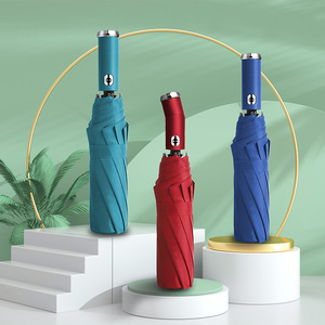 Flashlight Automatic Alloy Women's High-end Three-fold Rotatable Advertising Gift Umbrella with Logo Printing