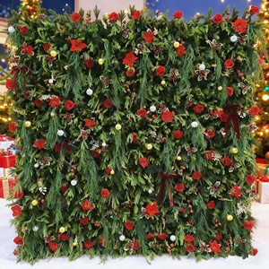 Arco Floreale Natalizio EG-FWGN25 con Rose Rosse e Piante Sempreverdi, Capolavoro Incantevole per Eventi Festivi e Decorazioni - Product Image 3