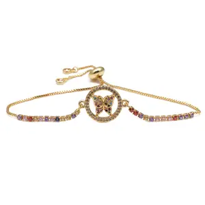 Fashion jewelry bracelets zirconia bangle with zirconia stones colored zirconia bracelet 18k gold plated bracelet