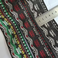 Ruban en cuir jacquard style ethnique motif tournesol bordure dragon de 45 cm de large pour cols de vêtements et sacs ; Bordure florale style Miao KRT