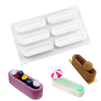 Moule à gâteau en silicone long à 6 ou 8 cavités, motif chenille, nid d'abeille, pour mousse au chocolat, moule à bandes longues rainurées