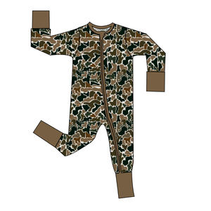 Retro Ente Camo Baby Jungen Geschwister Kleidung 2-Wege-Reiß verschluss Kleinkind Junge Bambus Pyjama Schläfer Benutzer definierte Camo Baby Boy Bambus Zippy - Product Image 4