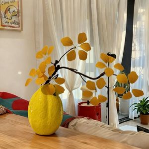 Jarrón de cerámica con forma de limón amarillo, decoración moderna, adorno de mesa para el hogar, sala de estar, decoración de mesa de comedor - Product Image 5