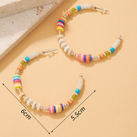 Boucles d'oreilles créoles en perles de riz et argile polymère, colorées, inspirées de la dopamine, douces, pour femmes, en forme de C