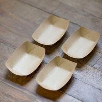 Vente en gros Plateau bateau en papier Assiettes en papier kraft jetables pour aliments Plateau en papier enduit PE biodégradable pour chips