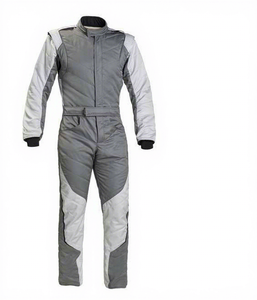 Unisex Full Body Motorcycle Racing Suit Gray White Color Blocked Breathable Leather One Piece Protective Gear for FIT - Product Image 1