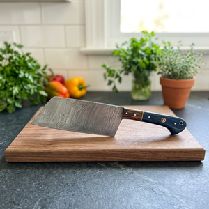 Damascus Steel Kitchen <b>Knife</b> <b>Set</b> 5-Piece Wood Handle Straight Back Bevel Edge Chef <b>Knives</b> - Product Image 4