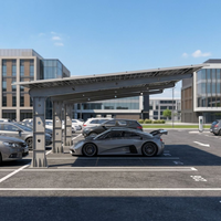 Système de montage de carport solaire en acier profilé en H économique pour installation extérieure de bornes de recharge solaires commerciales