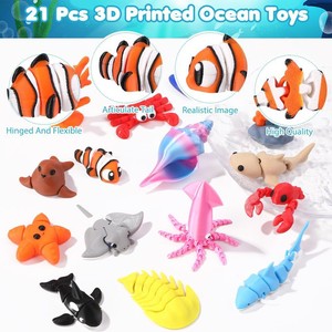 Set de Figuras de Animales Marinos Articulados Impresas en 3D, Juguetes de Plástico para Niños de 3+ Años, Juego Educativo Unisex, Colección de Vida Marina - Product Image 2