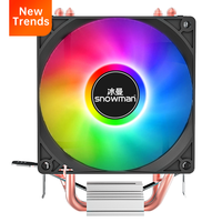 Refroidisseur CPU SNOWMAN à 2 Caloducs PWM 4 Broches, Radiateur PC RGB 90mm pour Intel LGA 1700 1200 115X AM4, Ventilateur de Refroidissement CPU Silencieux
