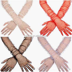 70cm Nude Yarn <span class=keywords><strong>Long</strong></span> DIY <span class=keywords><strong>Transparent</strong></span> Halloween <span class=keywords><strong>Noir</strong></span> Brillant Doigt Gants - Product Image 2