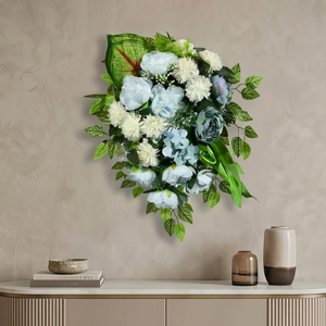 <b>Artificial</b> Blue White Flower <b>Bouquet</b> Decorative Wreaths and Swags Floral Arrangement for Home Wedding Event Decoration - Product Image 4