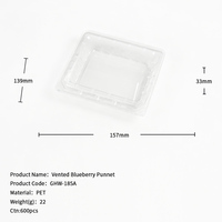 Boîte d'emballage en plastique transparente pour myrtilles, 185 g |   Barquette à fruits articulée en PET transparent avec trous d'aération et couvercle anti-buée 185A – Vente directe usine