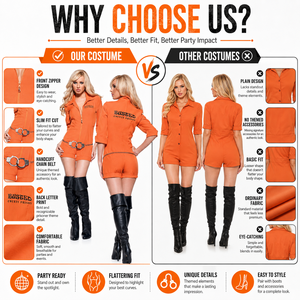 Ensemble de costumes de <span class=keywords><strong>prisonnier</strong></span> orange pour femmes Fancy Ball Party Halloween Christmas Dress up Clothing - Product Image 3