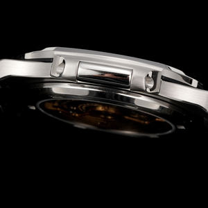 Reloj Deportivo Elegante con Acabado Platino Premium, Caja de Acero 316L, Esfera con Diseño de Onda Horizontal, Ideal para Viajes de Negocios y Ocio - Product Image 6