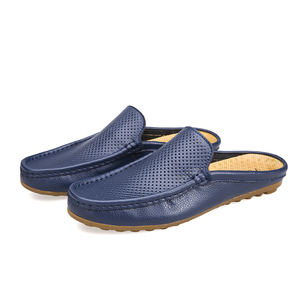 Sandales pour hommes, nouvelle conception, grande taille, respirantes, en cuir fendu, sans talon, tendance - Product Image 4