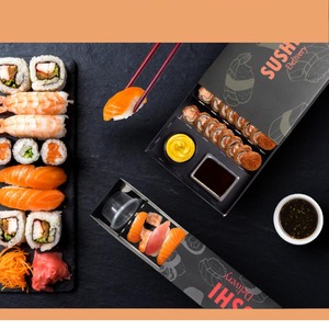 IMEE, venta al por mayor, Sushi fiambrera para llevar con divisor, comida rápida personalizada, desayuno, almuerzo, caja para llevar, gran oferta, caja de papel para Sushi - Product Image 6