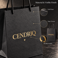 Sacs shopping personnalisés en papier kraft avec poignées en corde noire et logo doré pour la promotion de détail, l'emballage de marque et la vente en gros