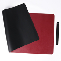 Grand tapis de souris pour ordinateur de bureau, classique, en cuir PU, personnalisé, pour jeux vidéo, 2 pièces