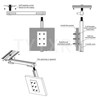TYTXRV Accessoires RV Pied de table amovible en alliage d'aluminium pour ordinateur portable avec support réglable et rotation à 360 degrés