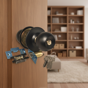 Cerradura de Puerta con Perilla Esférica/Cilíndrica, Modelo 587 Negro, Antirrobo, para Inmobiliarias, con Botón, Resistente al Agua, Personalizable OEM/ODM - Product Image 2