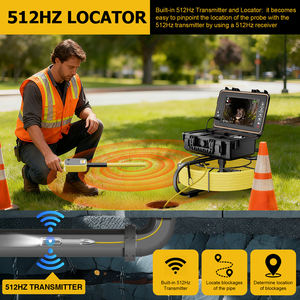 Caméra <span class=keywords><strong>d</strong></span>'<span class=keywords><strong>inspection</strong></span> vidéo pour canalisations et égouts avec localisateur 512 Hz, <span class=keywords><strong>endoscope</strong></span> de canalisation auto-nivelant 1080P, câble de 7 mm et écran IPS de 9 pouces - Product Image 5