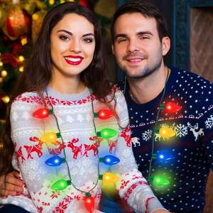 4 stuks oplichtende kerstketting kunststof materiaal 9 LED-lampjes 3 flitsmodi dames nieuwjaarsfeest gunst - Product Image 4