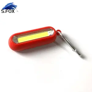 Portable ABS Plastic Clip Metal Promotional Dry Battery EDC Mini Cheap Led Light Cob Led Keychain