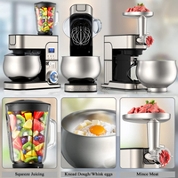 Robot Pâtissier Électrique Professionnel 6.5 QT avec Écran LCD, Tête Inclinable, Mélangeur et Hachoir à Viande 5 en 1, Batteur Sur Socle 16 Quart
