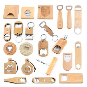 Ouvre-bouteille en bois personnalisé pour mariage, bar, tire-bouchon, cadeau de fête, promotion, publicité, ouvre-bouteille à poignée en bois, porte-clés - Product Image 1
