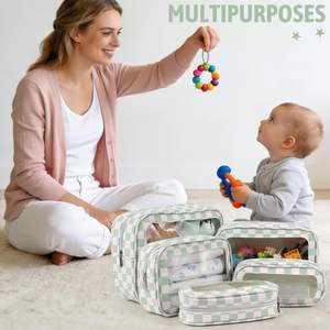 Juego de 5 Bolsas Organizadoras para Pañales, Bolsa de Aseo Aprobada por la TSA, Bolsa de Maquillaje Impermeable de TPU, Bolsas Organizadoras de Viaje - Product Image 6