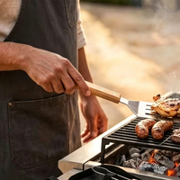 Kit d'Outils de Barbecue 2/3/4 Pièces: Fourchette, Couteau, Spatule, Pinces en Acier Inoxydable avec Manche en Bois et Sac de Rangement