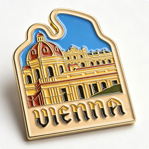 Vienna Historic Architecture Enamel <b>Pin</b> <b>Badge</b>-Gold Plated UV Printed Metal Travel Souvenir for for Father's Day - Product Image 3