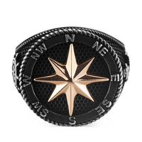 ZYO-bijoux fins en argent Sterling 925 pour hommes, boussole noire avec ancre et casque, bague en or plaqué or 18K