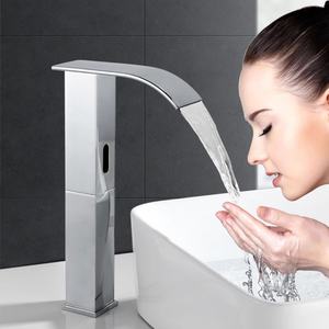 Grifo de Lavabo con Sensor, Monomando, Moderno, de un Solo Orificio, Montado en la Cubierta, Cascada, Anticorrosión, Núcleo de Válvula de Cerámica, para Baño - Product Image 1