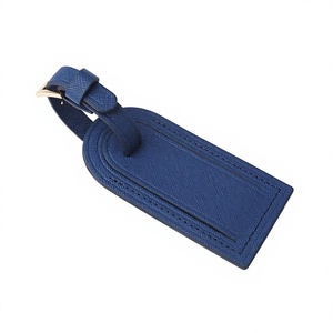 Étiquette de bagage en cuir véritable bleu, étiquette nominative personnalisée, identificateur de sac de voyage portable, accessoire cadeau - Product Image 3