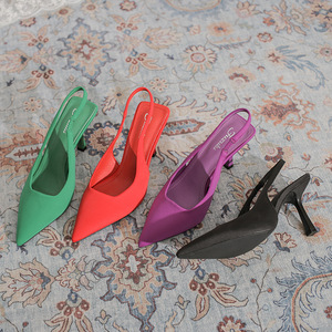 Zapatos de Tacón Alto con Punta en Pico para Mujer, Sandalias de Verano Negras con Tira Trasera, Zapatos de Trabajo Profesionales, Estilo Stiletto - Product Image 2