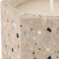 Pot à bougie hexagonal en ciment terrazzo avec couvercle, fait main, en béton, multicolore, décor géométrique pour la maison