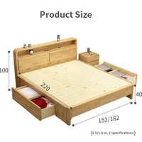 1.8m bois massif design nordique reine king size cadre chambre meubles classique chine confort lit avec rangement