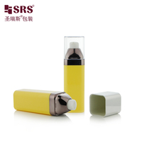 Bouteilles à pompe sans air en plastique AS à double paroi, forme carrée vide, 15 ml, 30 ml, 50 ml, emballage cosmétique