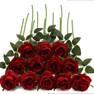 Roses artificielles en soie faites à la main en gros, décoration de mariage à domicile, fleurs à longue tige imperméables en vrac, Fleur De Dco Ration - Product Image 3