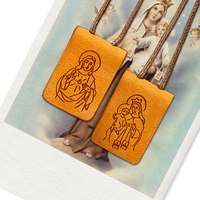 Collier pendentif scapulaire religieux en cuir véritable Vierge Marie pour bijoux de fête et Vierge del Carmen